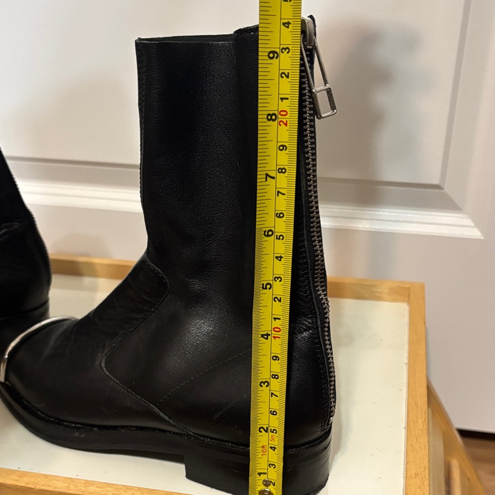 Topshop Black Leather Ankle Boots with Silver Toe Accents - Picture 11 of 16